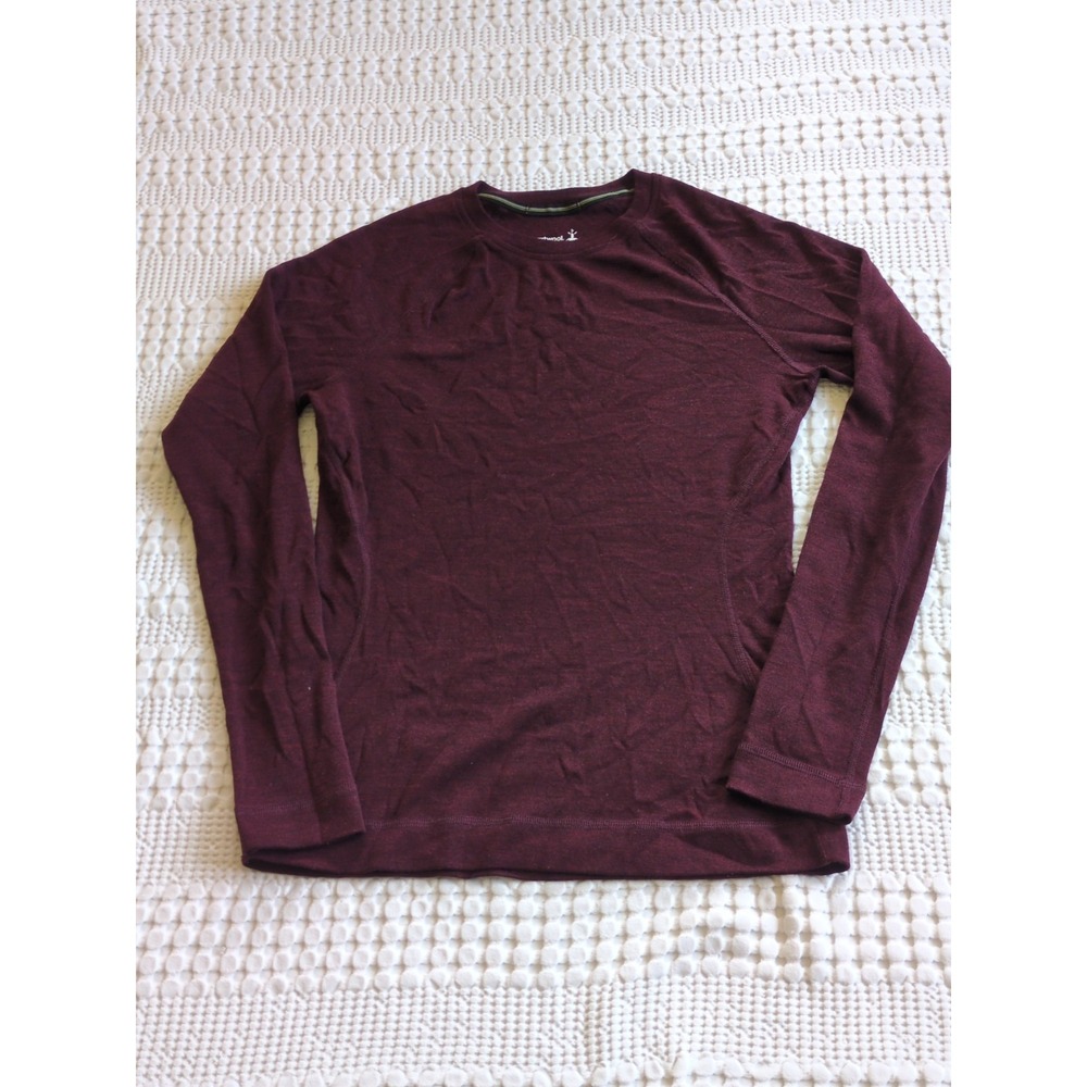 Smartwool Merino 250 100% Size Medium Heathered Burgundy Crew Long Sleeve